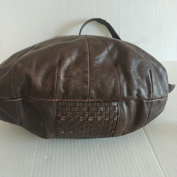 Cole Haan Bethany Weave Single Strap Leather Hobo Bag Chestnut Brown - Picture 7 of 12